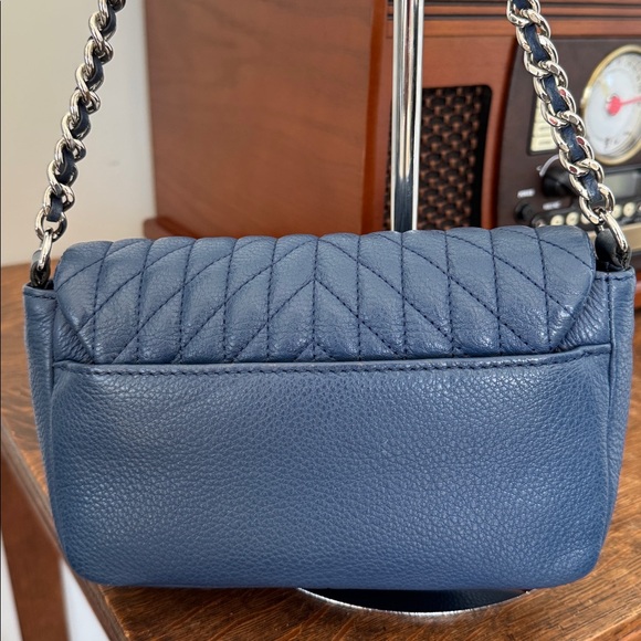 Karl Lagerfeld Paris Agyness crossbody in marine blue pebbled leather, EUC - Picture 4 of 13